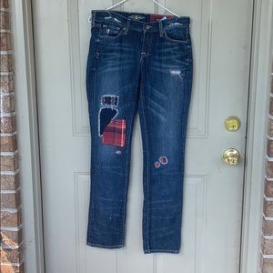Lucky Brand Jeans 27 Zoe straight Patch Work